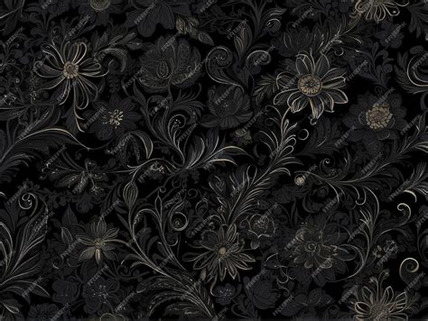 Premium Photo | A black and gold floral wallpaper with a black background and a gold flower