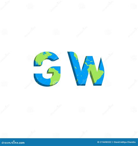 Erstes Gw Logo Design Mit Weltkarte Stil Logo Business Branding Vektor