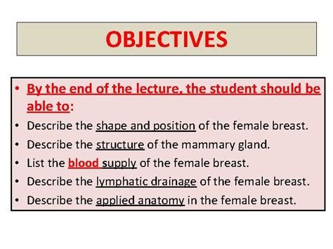 Female Breast Prof Saeed Abuel Makarem Objectives By