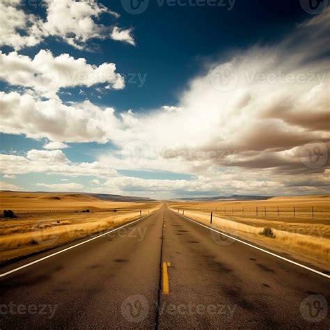 An Open Road Disappearing Into The Horizon Capturing The Sense Of