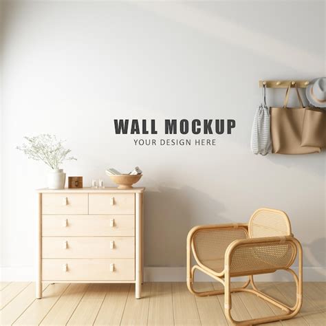 Premium Psd Wall Mockup Design In 3d Rendering