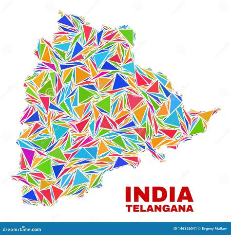 Telangana State Map Mosaic Of Color Triangles Stock Vector