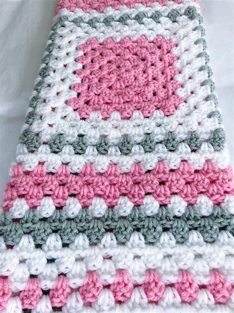 Granny Square Baby Blanket Pink Gray Nursery Pink By Puddintoes