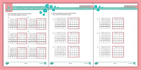 Ks2 Maths Spot The Mistakes Column Addition And Subtraction