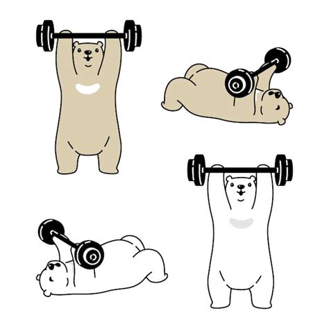 Premium Vector Bear Polar Cartoon Character Dumbbell Gym Training Sport