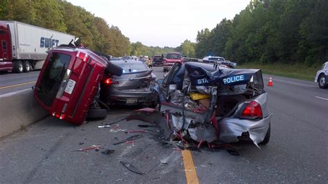 Driver Crashes Into Virginia State Police Cars On I 95 Abc News