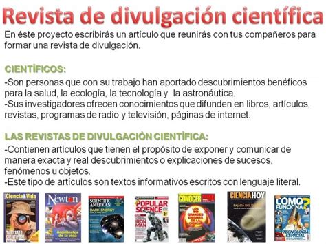 Que Es Una Revista De Divulgacion Cientifica Para Ninos Ejemplos