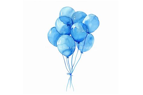 Watercolor Blue Balloon Clipart Set Pink Balloon Clipart Digital