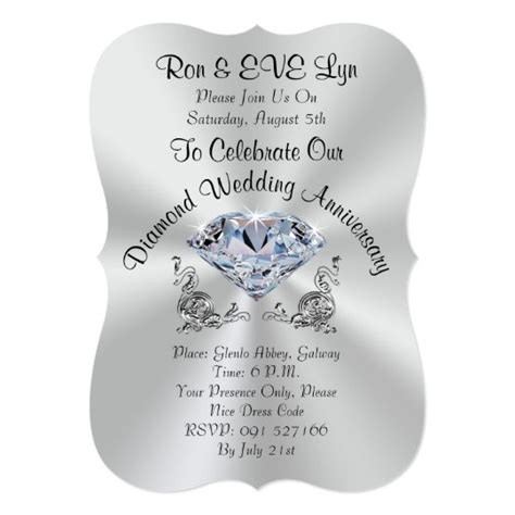 Personalized Diamond 60th Anniversary Invitations