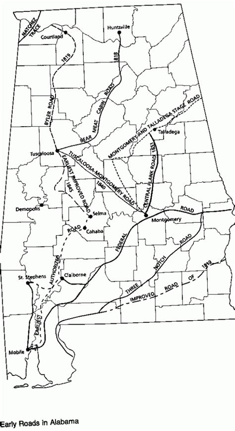 Early Road Map of Alabama — Alabama Genealogy