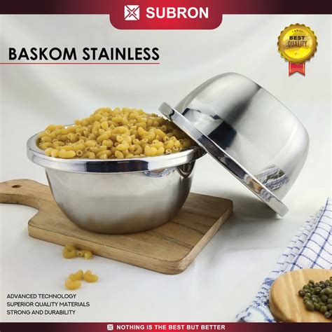 Jual SUBRON Baskom 32cm 34cm Tinggi Tebal Multi Fungsi Stainless Steel