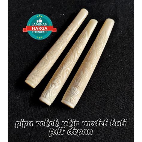 Jual Once Pipa Rokok Cangklong Tulang Sapi Asli Ukir Kembang Full