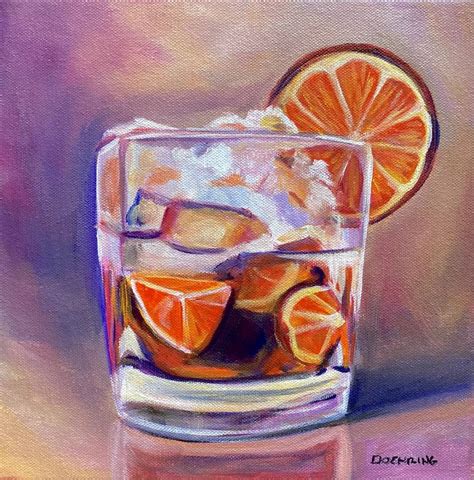 Blood Orange Cocktail Painting by Jennifer Doehring | Saatchi Art