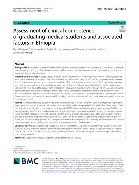 PDF Assessment Of Clinical Competence Of Graduating Medical Students