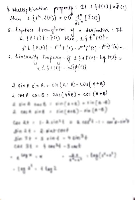 Solution Laplace Transform And Inverse Laplace Transform Formula Sheet