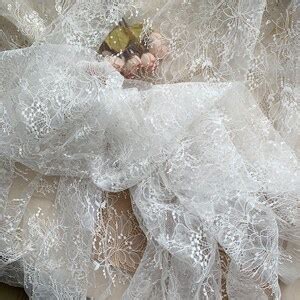 Yards Off White Clear Sequin Lace Fabric Bridal Overlay Wedding Lace