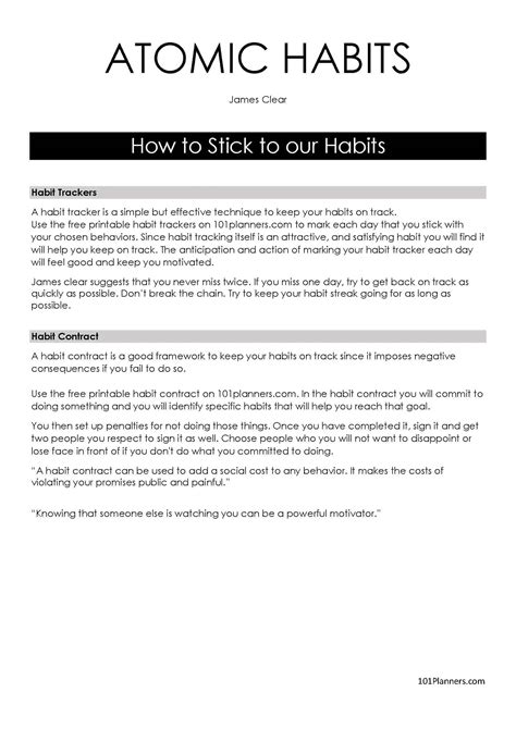 Free Atomic Habits Cheat Sheet Worksheets And Scorecard