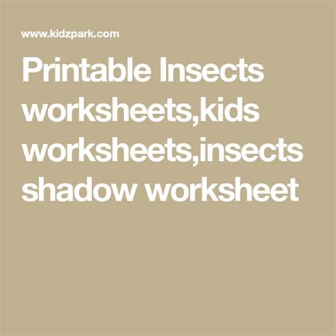 Printable Insects Worksheets for Kids