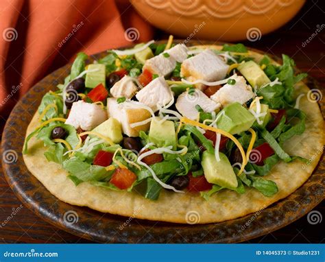 Chicken Tostada stock image. Image of black, beans, chicken - 14045373