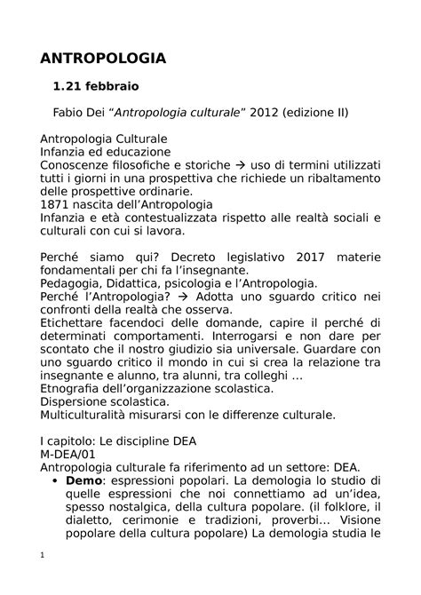 Antropologia Appunti Di Lezione Tutte Le Lezioni Antropologia