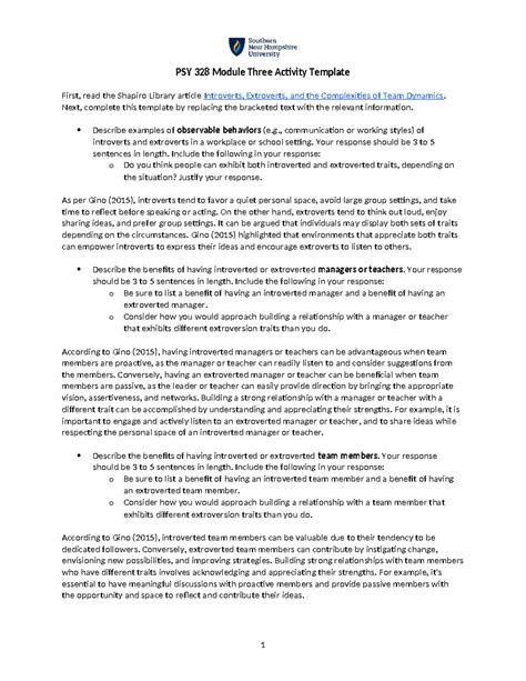 PSY 328 Module Three Activity Template PSY 328 Module Three Activity