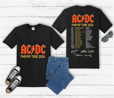 Acdc Pwr Up World Tour 2024 Signature T Shirt Rock Band T Shirt