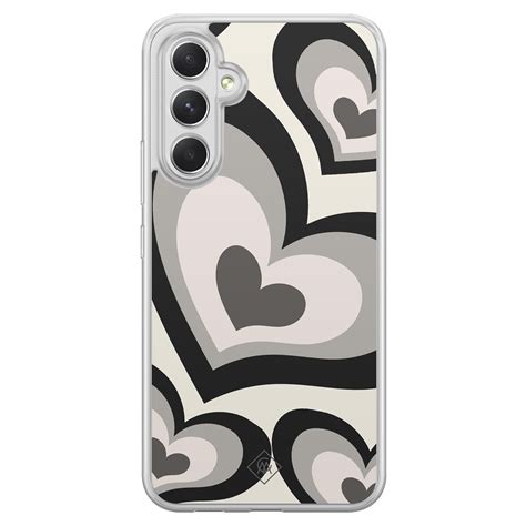 Samsung Galaxy A34 hybride hoesje - Hart swirl zwart - Casimoda.nl