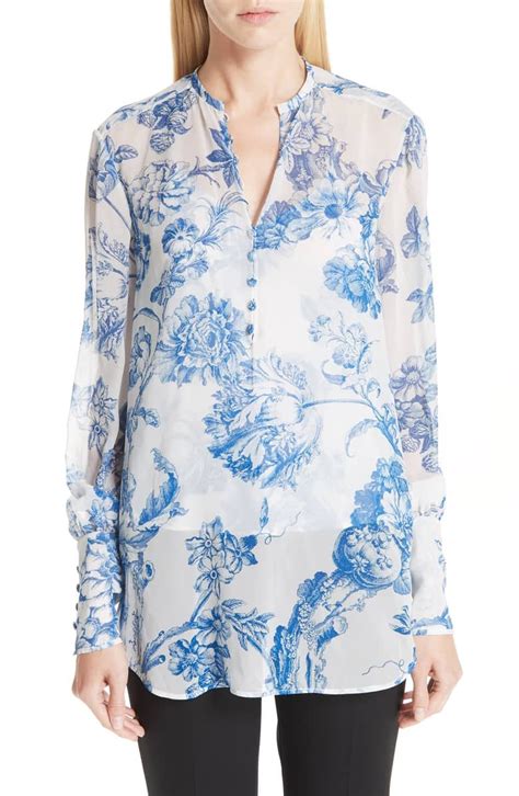 Oscar De La Renta Toile Print Silk Blouse Nordstrom Printed Silk