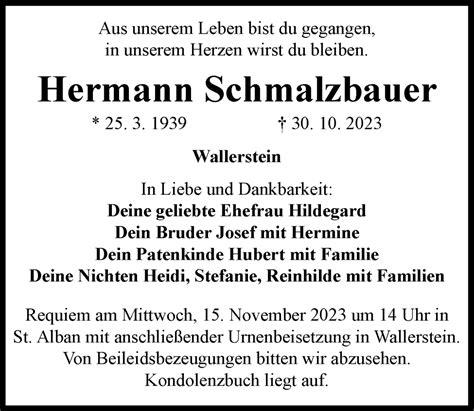 Traueranzeigen Von Hermann Schmalzbauer Augsburger Allgemeine Zeitung