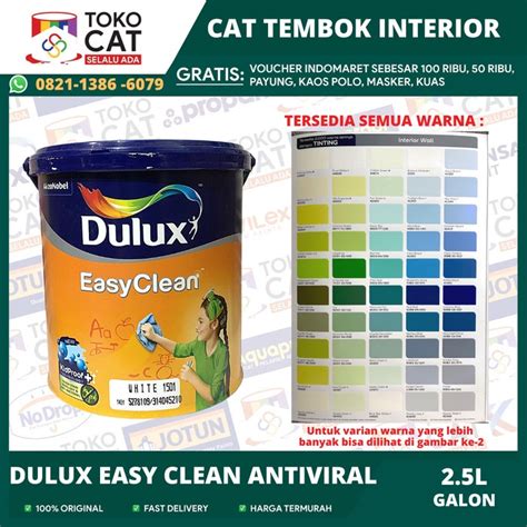 Jual CAT TEMBOK INTERIOR DULUX EASY CLEAN AV WARNA STANDART 2 5L GALON