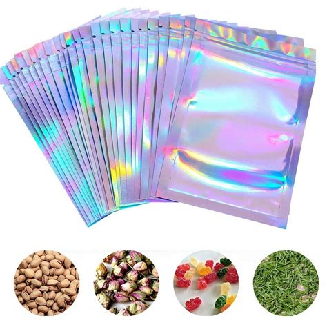 100 Pieces Resealable Smell Proof Bags Foil Ziplock Bags 3 Size Flat