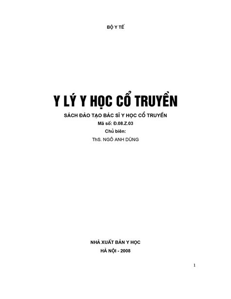 Y Học Cổ Truyền BÈ Y T’ Y L ̋ Y H‰c CÊ Truy“n S∏ch Æμo Tπo B∏c S‹ Y H‰c CÊ Truy“n M∙ SË ß 08