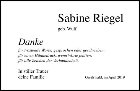 Traueranzeigen Von Sabine Riegel Trauer Anzeigen De