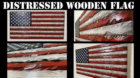 Large 36" wide by 19" tall Rustic American Flag, Distressed Wood flag ...