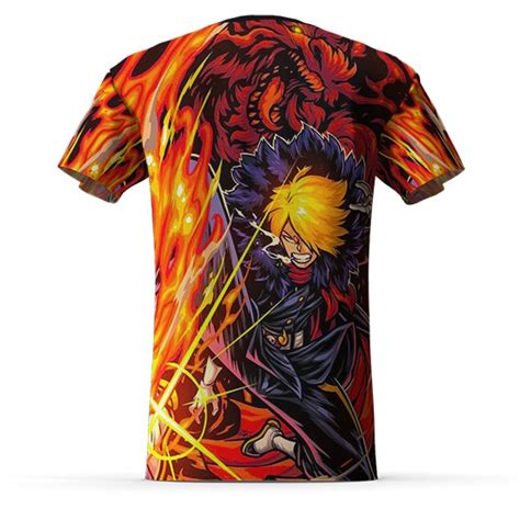 Sanji Stealth Black Raid Suit Flame Artwork Tees - One Piece Shirts