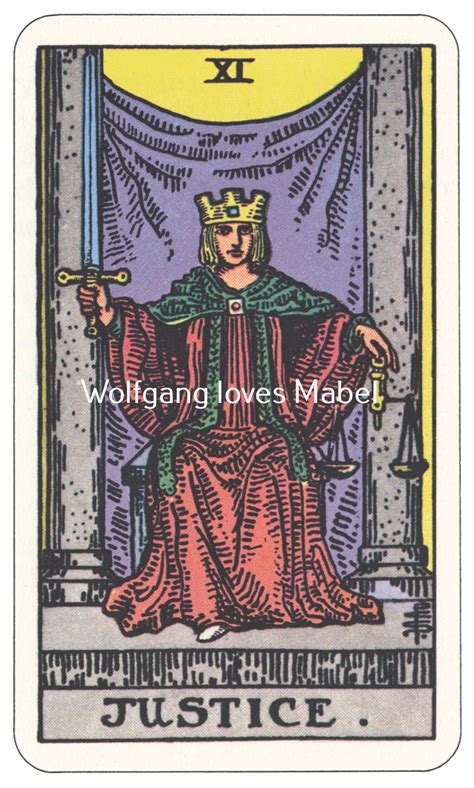 Vintage 1910 Justice Xi Rider Waite Smith Tarot Card