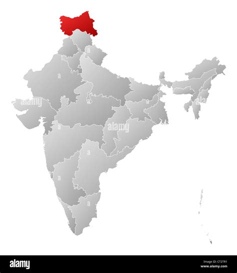 Political Map Of India With The Several States Where Jammu And Kashmir