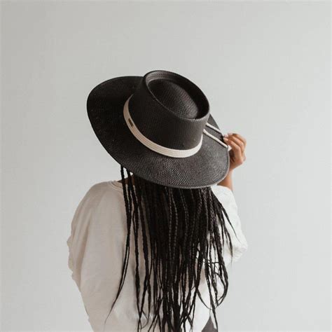 Gigi Pip Bre Straw Pork Pie Hat Black