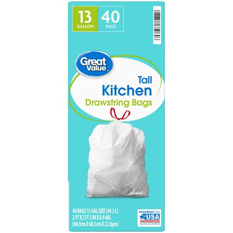 Great Value™ Tall Kitchen Trash Bags, 13 Gallon, 40 Bags - Walmart.com ...