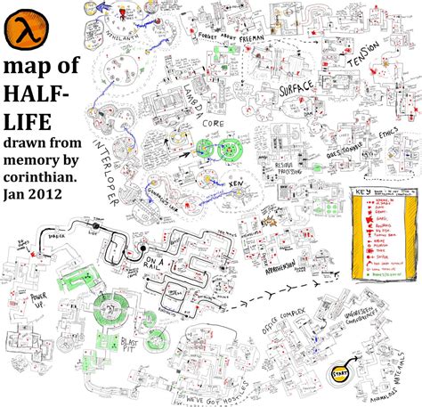 A Map Of Half Life Pc Drawn From Memory Part Of The Often