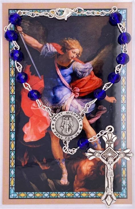 St. Michael Prayer Card with Auto Rosary - 8mm Beads – Saint-Mike.org