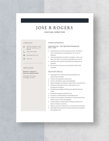 casting director resume - Template Best