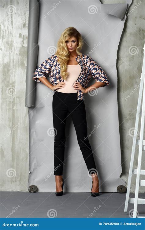 Glamorous Curvy Blonde Woman Stock Photo Image Of Female Model 78935900