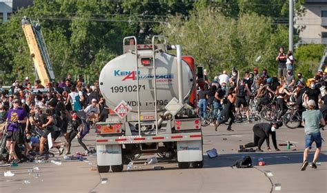 Tanker Truck Barrels Toward Crowd Of Thousands Of Protesters In