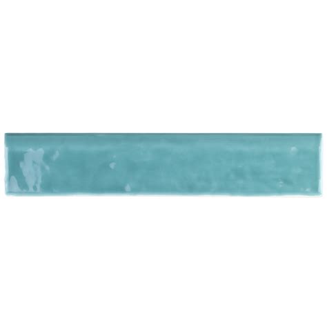 Shop Seaport Aquamarine X Polished Ceramic Bullnose Tilebar