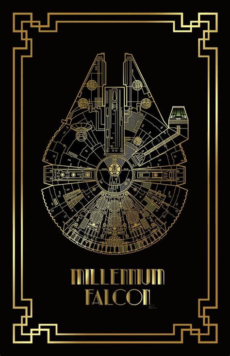 Millennium Falcon Art Deco Blueprint Art Star Wars Gatsby Art | Etsy