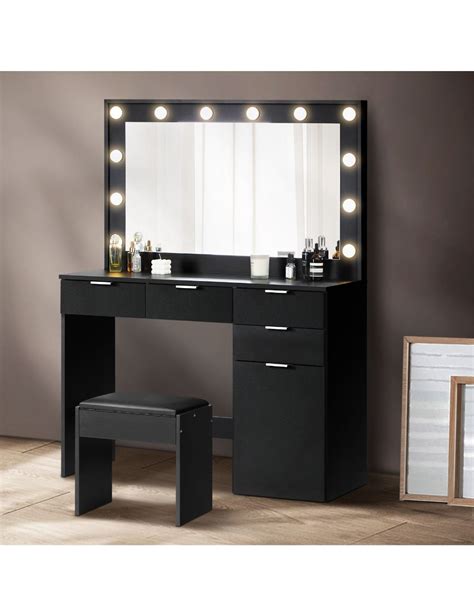 Oikiture Dressing Table Stool Set Makeup Large Mirror Dresser Led