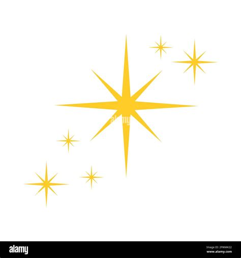 Yellow Stars Sparkles Golden Twinkles Icon Isolated On White