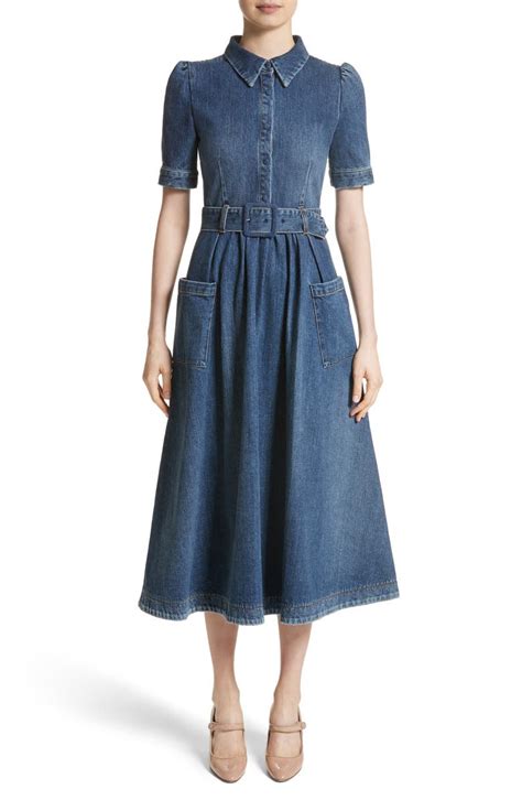 Co Denim Fit And Flare Midi Dress Nordstrom