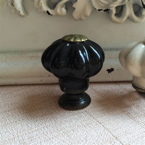 8pcs 25mm Black Ceramic Cabinet Knobs Pumpkin shape Cupboard Closet ...